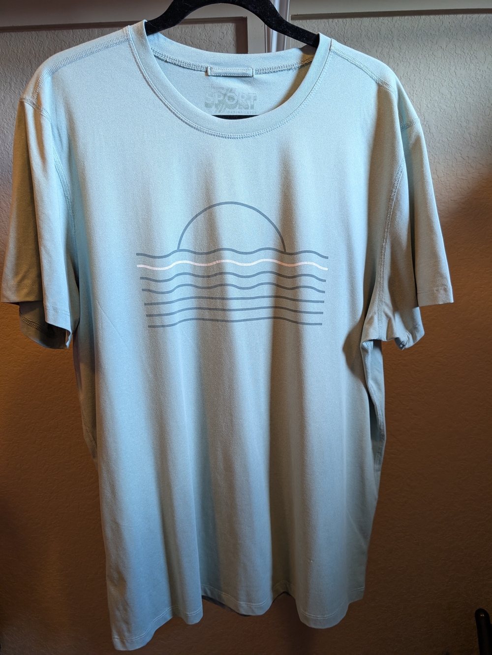 Marine Layer Pale Blue Short-Sleeve Crew Tee with Wave Graphic